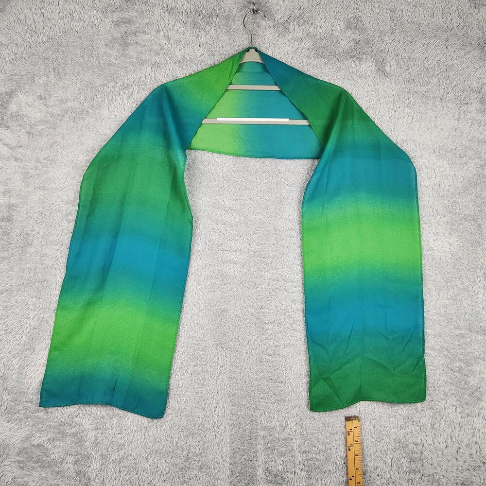 Vintage Chiffon Rectangle Scarf Womens One Size Green Sheer Spring Boho Layer